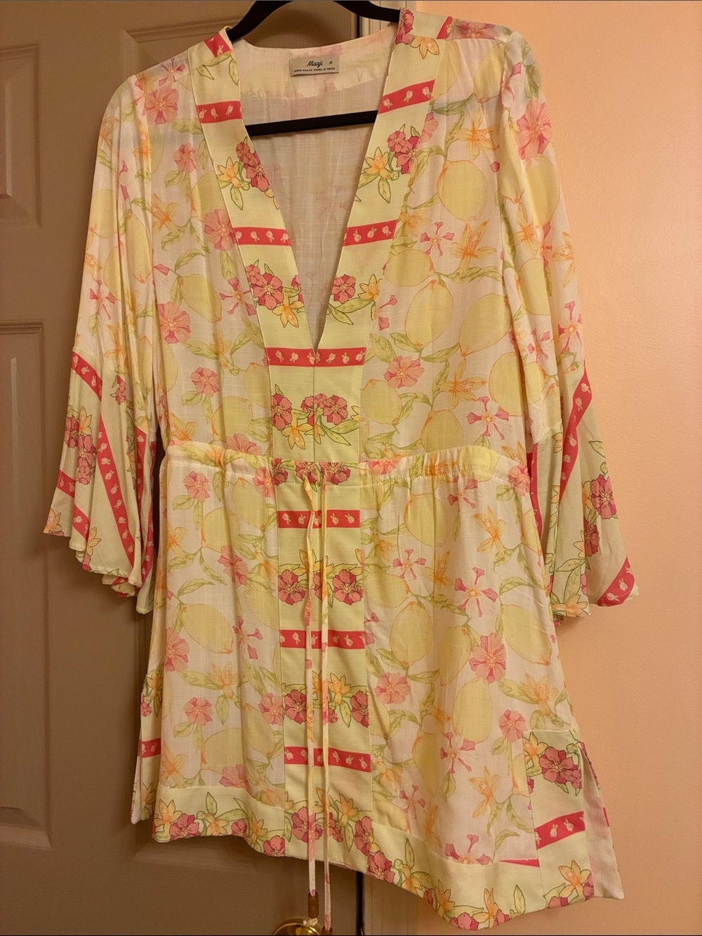 Maaji Yellow Floral Tunic with Pink Accents